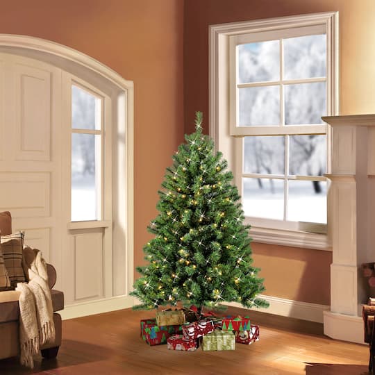 4.5ft. Pre-Lit Northern Fir Artificial Christmas Tree, Clear Lights